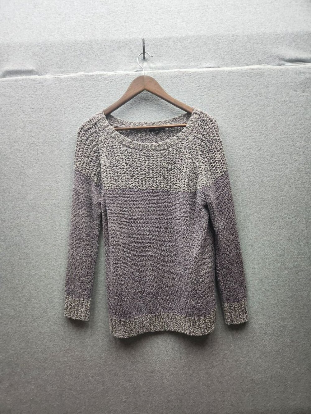 Fate Womens Knit Sweater‎ XL Purple Textured Long Sleeve Lightweight Pullover